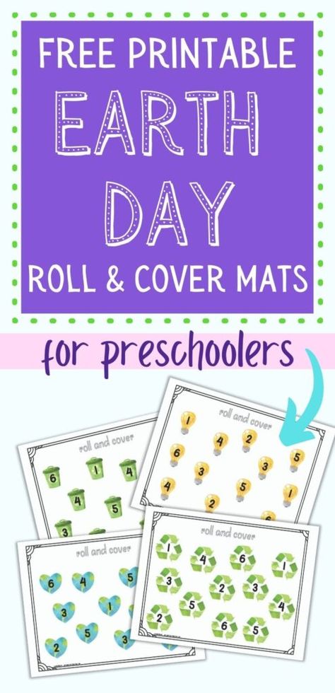 Earth Preschool Theme, Earth Day Math Activities Preschool, Roll And Cover Preschool Free Printable, Earth Day Math Preschool, Preschool Earth Day Activities, Earth Week Preschool, Earth Day Activities For Preschoolers, Earth Day Math Activities, Preschool Earth Day