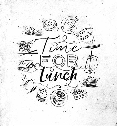 Time for lunch monogram with food icon drawing on dirty paper background Lunch Quotes, Catholic Wallpaper, Food Icon, Business Lunch, Vector Game, Food Time, Drawing Letters, Background Background, Food Drawing