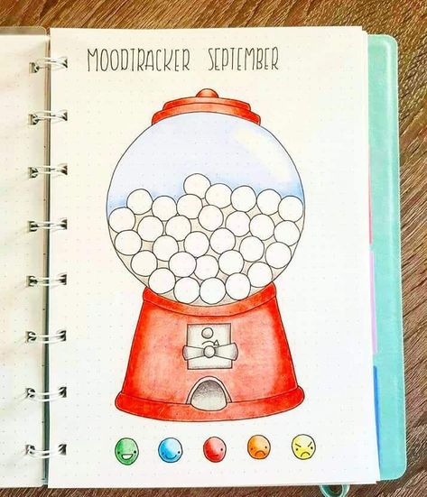 Gumball Mood Tracker {To track your emotions in your Bullet Journal} Bullet Journal Spreads, Bullet Journal 2019, Journal Layouts, Bullet Journal Mood Tracker Ideas, Bullet Journal Tracker, Bullet Journal Mood, Diy Things, Bullet Journal Notebook, Bullet Journal School