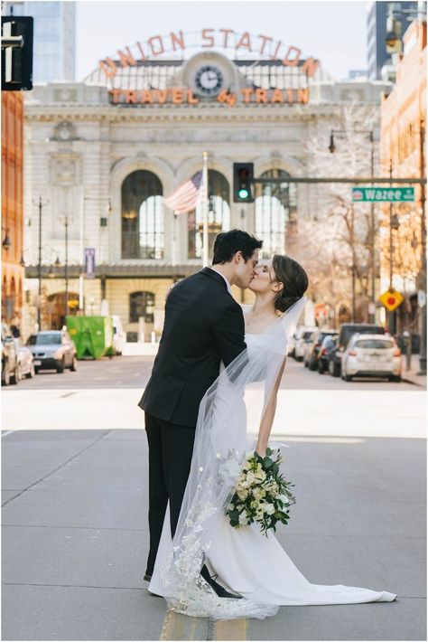 The Event Troupe | Wedding Planners in Longmont #wedding #weddingplanning #weddingideas Downtown Wedding Photos, Denver Union Station, Denver Downtown, City Wedding Photos, Denver Wedding Photography, Bride Attire, Denver City, Downtown Wedding, Colorado Wedding Photography