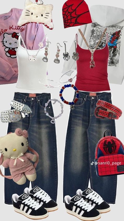 Hello Kitty Inspired Outfits, Matching Outfits For Couples, Outfits For Couples, Bff Matching Outfits, Street Style Outfits Casual, Tops Stylish, Matching Outfits Best Friend, Outfit Inspo Casual, Mia 3