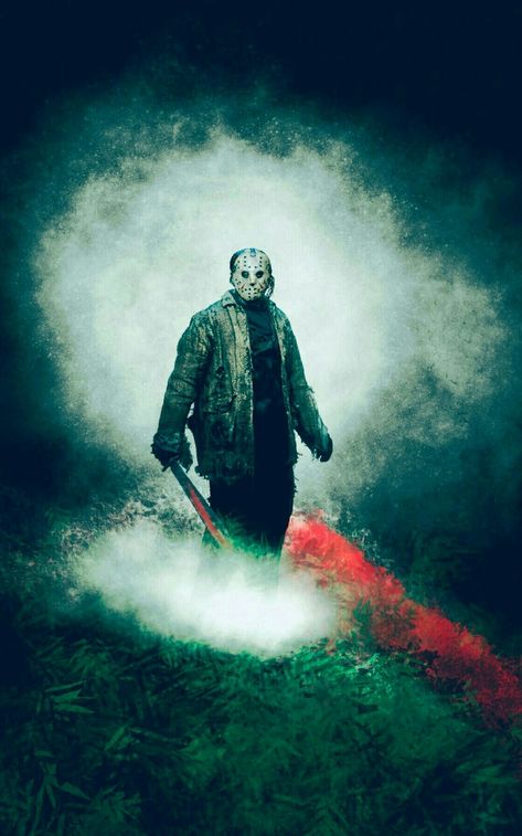 Jason Voorhees 2009, Slasher Villains, Friday The 13th Poster, Jason Horror, Jason Friday, Happy Friday The 13th, Jason Vorhees, Scenery Painting, Cinema Art