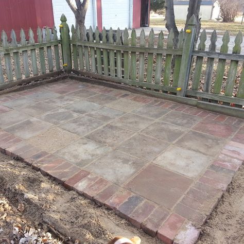 Reclaim, Renew, Remodel: Whatever Wednesday: Brick Patio in a Day Brick Square Patio, Bricks Patio Ideas, Brick Patio Ideas Backyards Diy Projects, Brick And Tile Patio, Small Brick Patio Ideas Backyards, Raised Brick Patio, Large Brick Patio, Brick Patio Ideas On A Budget, Patio Brick Ideas