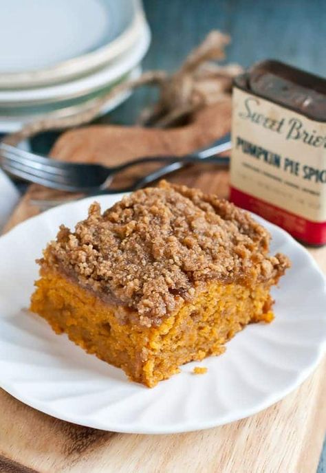 Pumpkin Coffee Cake with Crumb Topping | NeighborFood Coffee Cake With Crumb Topping, Pumpkin Cream Cheese Roll, Banana Crumb Cake, Pumpkin Coffee Cake, Apple Coffee, Apple Coffee Cakes, Pumpkin Coffee Cakes, Pumpkin Spice Cake, Pumpkin Cream Cheeses