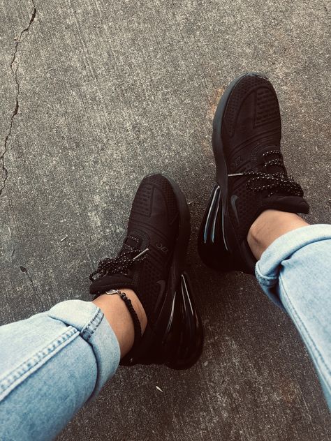 Nike Air Max 270 All Black Nike Air Max 270 Black, Nike 270, Shoes Outfit, Nike Air Max 270, Air Max 270, Black Nike, Black Sneaker, Black Nikes, All Black Sneakers