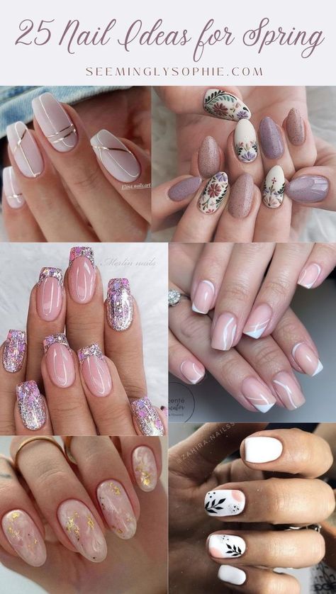 With spring coming up in less than a month, I decided I'd write a post on nail inspiration for the spring season. Nail trends are constantly changing, and I'm excited to see what becomes popular in 2022! This post has lots of pastel, swirl, and floral designs that are perfect for spring. #nailart #nails #designs #spring #inspiration #floral #ideas #glitter #swirl #2022 #pastel #purple #french #marble #goldfoil #matte Spring Nails Swirl Design, Elegant Spring Nail Designs, Spring Marble Nail Designs, Pastel Swirl Nails, Nails 2024 Spring Designs, Fun Spring Nails Design 2024, Spring Nails 2024 Lilac, Purple And Silver Swirl Nails, Nail Design Glitter