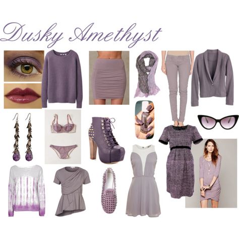 #Farbberatung #Stilberatung #Farbenreich mit www.farben-reich.com "Dusky Amethyst" by antfarm on Polyvore Adidas Outfit Women Fashion, Zyla Dusky Summer, Estate Soft, Soft Summer Fashion, Dusky Summer, David Zyla, Soft Summer Palette, Soft Summer Color Palette, Adidas Outfit Women