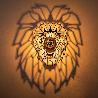 This flush mount will enhance your home's ambiance and add a little extra light to your life. Veneer Lamp, Geometric Lion, Wall Lamp Design, Wall Lighting Design, Shadow Art, Luminaire Mural, Indoor Wall Lights, Lampe Design, Wooden Lamp