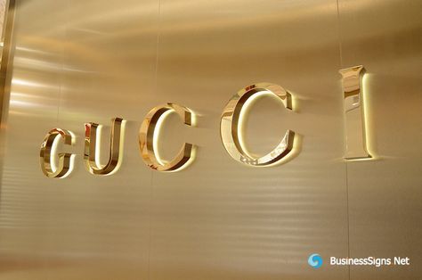 Steel Signage, Backlit Letters, Gold Signage, Bridal Shop Ideas, Backlit Signage, Led Sign Board, Shoe Store Design, Signage Board, Wayfinding Signage Design