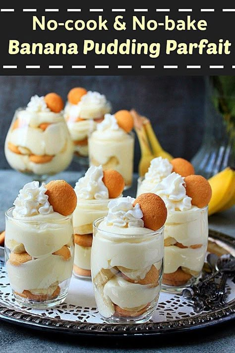 Banana Pudding Parfait, Pudding Parfait Recipes, Keto Pudding, Banana Pudding Desserts, Easy Banana Pudding, No Bake Banana Pudding, Tea Desserts, Jar Desserts, Parfait Recipe