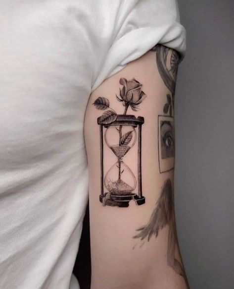 Surreal Tattoo, Hourglass Tattoo, Date Tattoos, 4 Tattoo, Calf Tattoo, Tattoo Project, Badass Tattoos, Spine Tattoos, Up Tattoos