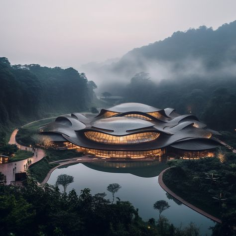 Neocosmic Architecture, Auditorium Design, Future Architecture, Fantasy Ideas, Eco Architecture, Architecture Inspiration, Luxury Lifestyle Dreams, Futuristic City, Secret Society