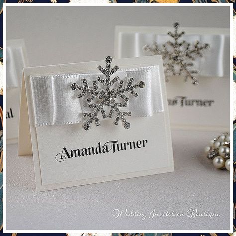 Winter Wedding Place Cards - Amazing - Stop Searching! Get all your needs fulfilled from one of the leading online retailers. Winter Place Cards Wedding, Winter Place Cards, Creative Seating Cards, Winter Wonderland Ball, Wedding Seating Cards, Elegant Snowflake, Wedding Name Cards, Seating Cards, Winter Wonderland Wedding