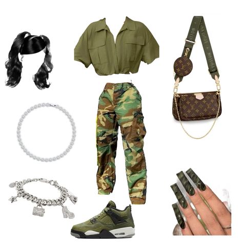 Army-green 🌿 Olive Jordan 4 Outfit, Seafoam Green Jordans 4s Outfit, Olive Craft 4s Outfit, Olive Green Jordan 4s Outfit Women, Green Jordan 4’s Outfit, Olive Green 4s Outfit Women, Outfit Ideas With Jordan Retro 4, Jordan 4 Green Outfit, Jordan 4 Craft Olive Outfit