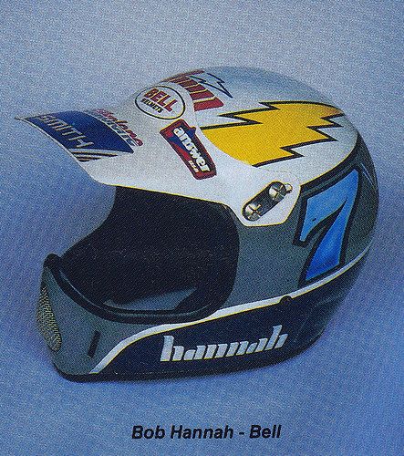 1986 Bell Moto-4 of Bob Hannah | Flickr - Photo Sharing! Classic Motorcycle Helmet, Mx Helmet, Trail Motorcycle, Bell Moto, Enduro Vintage, Jeep Gear, Dirt Bike Gear, Motos Vintage, Bell Helmet