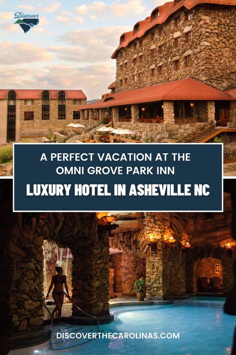 Are you seeking the ultimate relaxing getaway? Look no further than one of our very favorite hotels, the Omni Grove Park Inn in Asheville NC. This historic AAA Four-Diamond hotel boasts some of the most stunning views of the Blue Ridge Mountains. So, whether you’re looking for a romantic escape or you want the perfect family vacation at the ultimate luxury hotel in Asheville NC, the Omni Grove Park Inn has something for everyone. Grove Park Inn Asheville, Grove Park Inn, Romantic Weekend Getaways, Romantic Escapes, Romantic Weekend, Blue Ridge Mountains, Asheville Nc, Asheville, Stunning View