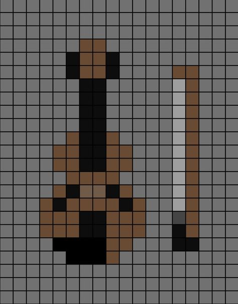 A small pixel art template of a brown violin with its bow to the side. Violin Cross Stitch Pattern, Violin Perler Beads, Violin Cross Stitch, Guitar Pixel Art, Bow Pixel Art, Music Pixel Art, Drawings On Lined Paper, Miniature Embroidery, Violin Bow