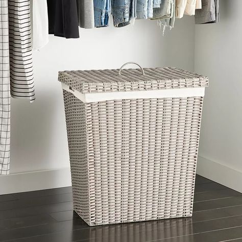 Grey Montauk Rectangular Hamper | The Container Store Bathroom Hampers, House In The Hamptons, Laundry Hampers, Laundry Routine, Clothes Hamper, Grey Exterior, Spa Retreat, The Container Store, Container Store