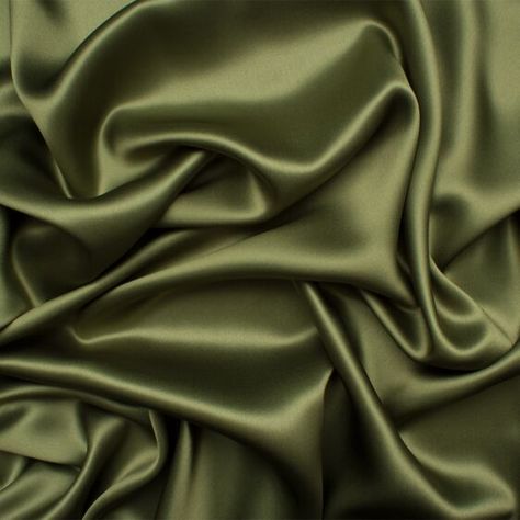 Mid Olive Green Silk Satin | Joel & Son Fabrics Satin Colors, Hijau Mint, Charmeuse Fabric, Fav Color, Silk Wallpaper, Silk Satin Fabric, Club Color, Mood Fabrics, Classy Aesthetic