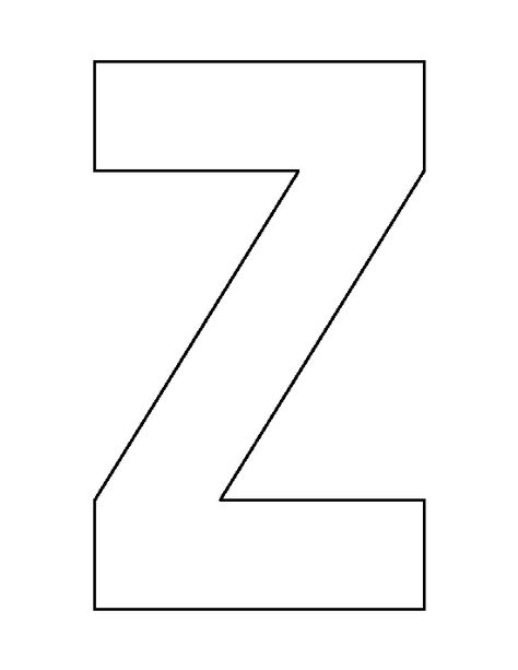 Letter Z pattern. Use the printable outline for crafts, creating stencils, scrapbooking, and more. Free PDF template to download and print at http://patternuniverse.com/download/letter-z-pattern/ Letter Z Crafts For Kindergarten, Letter Z Preschool Crafts, Letter Z Crafts For Toddlers, Preschool Letter Z Crafts, Z Crafts For Preschool, Z Letter Craft Preschool, The Letter Z Activities For Preschool, Z Letter, Letter Z Crafts For Preschoolers