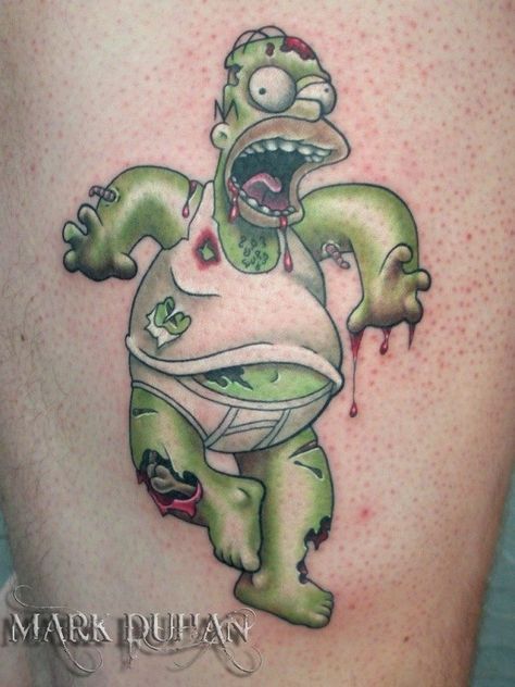 Johnny Cash Tattoo, Zombie Tattoo, Horrible Tattoos, Zombie Cartoon, Simpsons Tattoo, Zombie Tattoos, 3 Tattoo, Tattoo Shows, Weird Tattoos