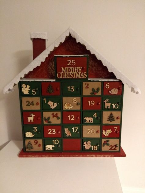 Hobbycraft Advent Calendar House, Christmas Wooden Advent Calendar, Hobby Craft Advent Calendar, Painted Advent Calendar Ideas, Wooden Advent Calendar Ideas Diy, Diy Wooden Advent Calendar, Advent Calenders Diy, Wooden Advent Calendar Ideas, Yule Festivities