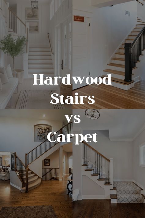 Two Different Wood Floors Transitioning Stairs, Hardwood On Stairs, Runner On Stairs, Wood Railings For Stairs, Marble Shower Tile, Modern French Provincial, Choosing Carpet, Floor Transition, Building A New House