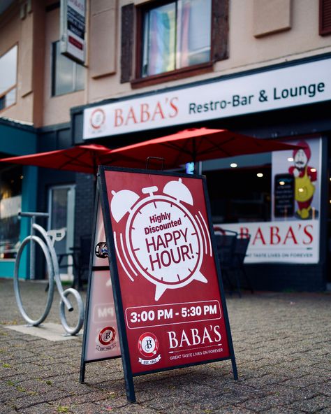 Don't miss out on our Highly Discounted Happy Hour! 🍻 From 3:00 PM to 5:30 PM, enjoy the best deals on drinks and bites at Baba's Restro-Bar. Make every afternoon a happy one! - - - ☎️ Call us for reservations: 604-840-5000   📍 Langley: 20567 Fraser Hwy, Langley, BC   📍 White Rock: Coming Soon!  #HappyHourDeals #LangleyEats #DiscountedDrinks #VancouverHappyHour #BabasRestroBar    [happy hour specials, discounted drinks, Langley restaurant, afternoon drinks, happy hour Vancouver] Langley Bc, Happy Hour Specials, White Rock, Bar Lounge, Happy Hour, Vancouver, Coming Soon, Lounge, Restaurant