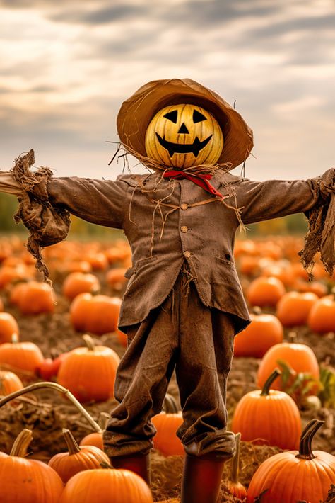 Autumn Scarecrow, Fall Core, Pumpkin Cottage, Fall Scenes, Pumpkins For Sale, Scarecrow Pumpkin, Inktober 2024, Halloween Idea, Fall Scarecrows