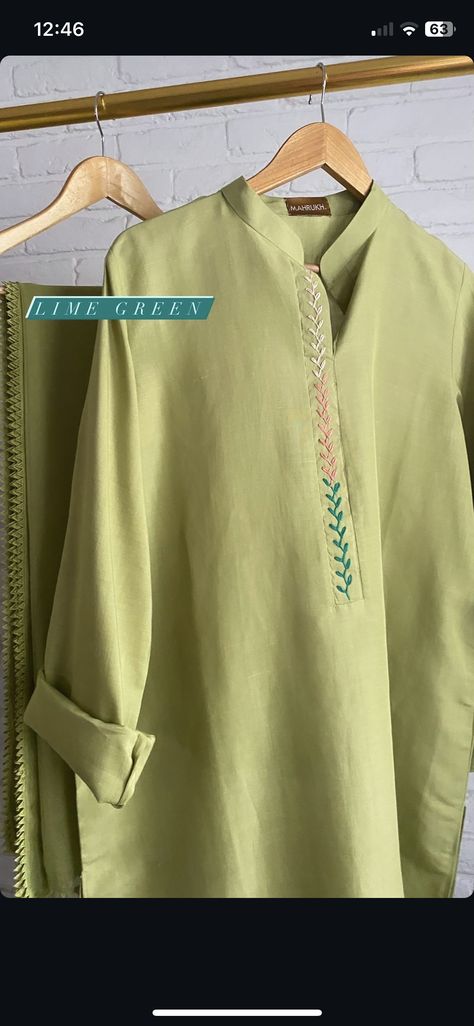 Linen Embroidery Kurta, Pakistani Tunics Design, Embroidery Frock Design, Salwar Styles, Daily Embroidery, Pashmina Suits, Flat Lay Photography Fashion, Pakistani Women Dresses, Embroidery Fashion Detail