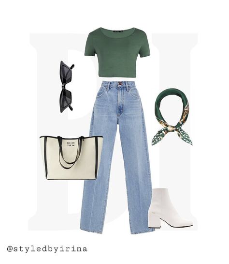 style by irina on Instagram: “💚💚 #styledbyirina” Green T Shirt Outfit, T Shirt Outfit, Smen, Green T Shirt, Amazing Outfits, Mode Vintage, Mode Inspiration, Teen Fashion Outfits, Polyvore Outfits