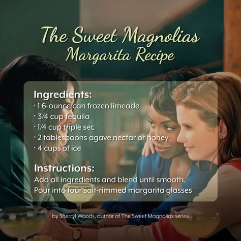 Sweet Magnolias Recipes, Sweet Magnolias Drinks, Sweet Magnolias Party, Sweet Magnolias Margaritas, Serenity Cookies Sweet Magnolia, Sweet Magnolias Book Series, Magnolia Movie Poster, Sweet Magnolias Book, Magnolia Cookbook