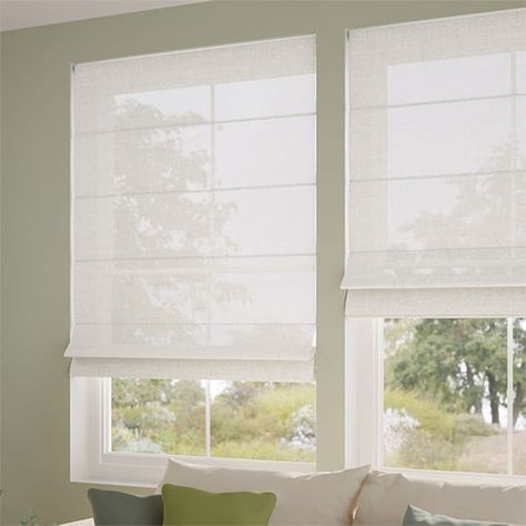 Classically beautiful, the Lumiere Unlined Laurel White Roman Blind will transform your space with its simplicity and charm.     Featuring a contemporary open weave design that will let the light wash across your space, this blind offers privacy and a blank slate for layering that is ever-so-exciting.     Not quite a net, voile or sheer, this unlined style comes with fully sewn-in rods for a uniform look at your window each day. White Blinds Bedroom, Roman Blinds Design, Victorian Bay Window, White Roman Blinds, Sheer Roman Blinds, Grey Blinds, Sheer Blinds, White Blinds, Blinds Design