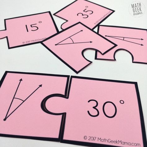 Want a fun and simple way to practice measuring angles with your 4th or 5th grader? They will love this fun set of puzzles! This measuring angles activity provides practice with a protractor and can then be used to sort and classify angles. Includes 15 FREE puzzles! Measuring Angles Activities, Protractor Activities, Angles Math Activity, Teach Angles, Angle Activities, Angles Math, Measuring Angles, Geometry Activities, Math Geek