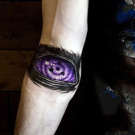 Top 100 Eye Tattoo Designs For Men - A Complex Look Closer Amazing 3d Tattoos, Purple Tattoos, Naruto Eyes, Nerd Tattoo, Naruto Sharingan, Dragon Ball Tattoo, Forarm Tattoos, Naruto Tattoo, Incredible Tattoos