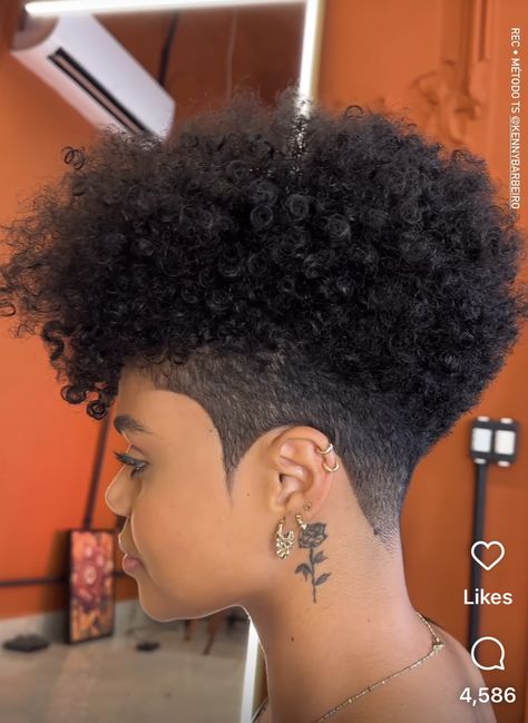 Womens Taper Fade Haircut, Natural Tapered Cuts For Black Women, Afro Mohawk, Natural Hair Mohawk, Curly Mohawk Hairstyles, Tapered Natural Hair Cut, Natural Hair Haircuts, Mohawk Haircut, Short Hair Designs