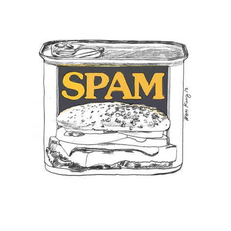 Spam 1 Spam Illustration, Spam Drawing, Spam Meat, Spam Musubi, Pop Art Comic, Art Comic, Illustration Food, Food Poster, Food Illustrations