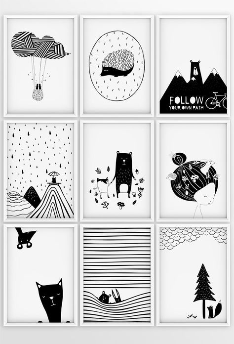 Curious Animals, Kids Bedroom Accessories, Scandinavian Kids Rooms, Scandinavian Kids, Illustration Kunst, Baby Poster, Drawings Ideas, Baby Posters, White Nursery