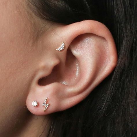 Forward Helix Piercing Guide: Everything You Need to Know | Maison Miru Forward Helix Piercing, Forward Helix, Flat Back Earrings, Titanium Earrings, Sapphire Studs, Moon Studs, Ear Stack, Bar Studs, Tiny Studs