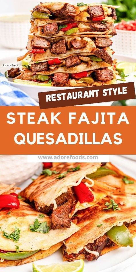 Say adiós to fast food cravings and hello to homemade deliciousness! Our steak fajita quesadillas recipe is loaded with savory goodness and bursts of flavor. Perfect for using up fajita leftovers too! 🍴🔥 #HomemadeQuesadillas #MexicanFoodLove Quesadilla Maker Recipes, Fajita Quesadilla, Steak Quesadillas, Mexican Fajitas, Onion Dip Recipe, Sauteed Peppers And Onions, Sauteed Peppers, Spanish Recipes, Quesadilla Recipes