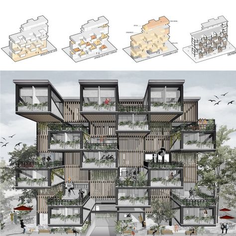 Communal Housing Architecture, Modular Design Architecture, Saul Kim, Social Housing Architecture, Thesis Ideas, City Development, Site Model, Co Housing, Collective Housing