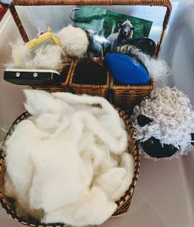 Play-a-Day: Little House & The Farm, Part 1: Sheep's Wool Sensory Bin Sheep Sensory Bin, American Pioneers, Farm Unit, The Lost Sheep, Math Games For Kids, Sensory Bottles, Sensory Table, Sheep Farm, Best Architects