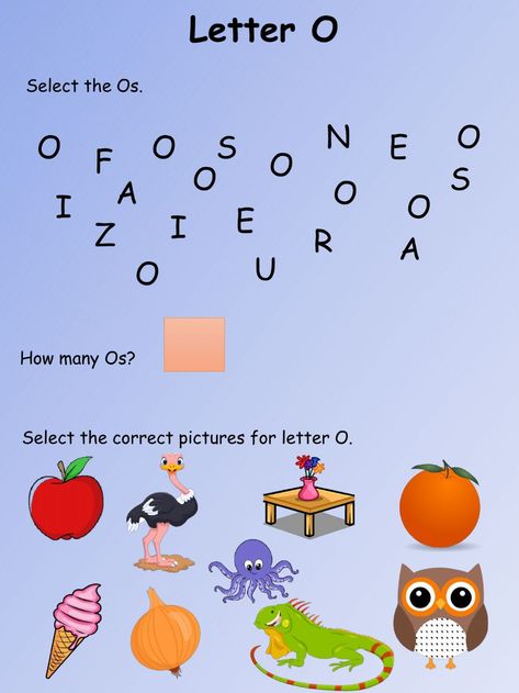 Letter O Worksheet, Phonics Reading Activities, Preschool Counting Worksheets, Preschool Counting, English Worksheets For Kindergarten, Alphabet Worksheets Kindergarten, Reading Comprehension Lessons, Worksheets Kindergarten, English Worksheet