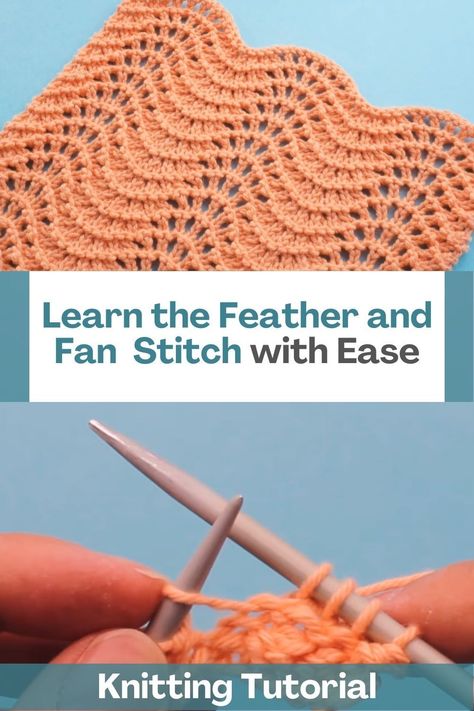 Wave Knitting Pattern Free, Feather Fan Knitting Pattern, Feather And Fan Scarf Knitting Pattern, Knitting Waves Pattern, Wave Knit Stitch Pattern Free, Feather And Fan Stitch, Fan And Feather Knitting Pattern, Knit Wave Pattern, Wave Knitting Pattern