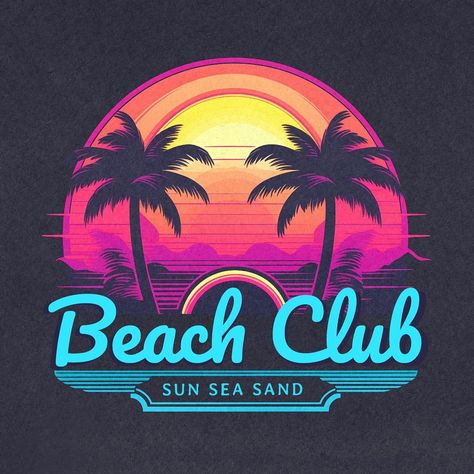 Beach club vintage logo template | free image by rawpixel.com / Busbus Beach Club Logo, Beach Logo Design, Idea Template, Badges Ideas, Bahamas Beach, Beach Logo, Free Logo Templates, Elements Design, Club Logo