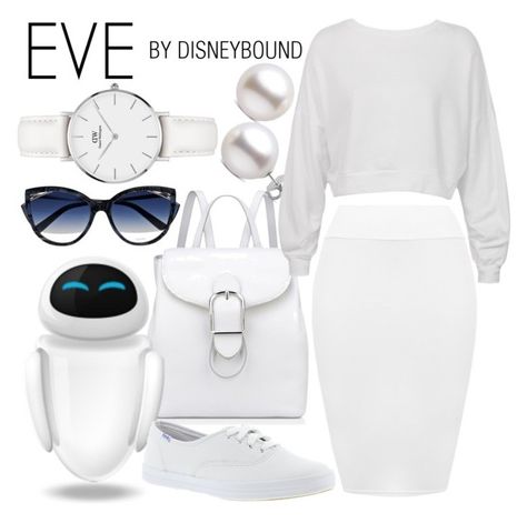 "Eve" by leslieakay ❤ liked on Polyvore featuring Anne Klein, WALL, WearAll, Sans Souci, Keds, La Perla, Daniel Wellington, disney, disneybound and disneycharacter Wall E Costume, Disney Themed Outfits, Modest Outfit Ideas, Nerd Fashion, Character Inspired Outfits, Disney Bound Outfits, Fandom Fashion, Disney Inspired Outfits, Style Makeover