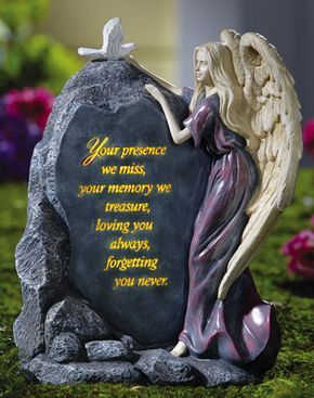 Precious Angel Lighted Memorial Stone Angel Garden Statues, Memorial Garden Stones, Memorial Statues, Wildlife Garden, Condolence Gift, Garden Angels, Garden Pottery, Angel Statues, Collections Etc