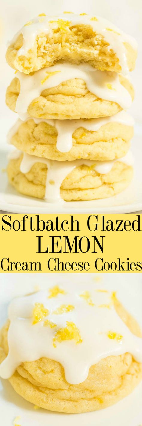 Softbatch Glazed Lemon Cream Cheese Cookies - Big, bold lemon flavor packed into super soft cookies thanks to the cream cheese!! Tangy-sweet perfection! Lemon lovers are going to adore these easy cookies!! Lemon Cream Cheese Cookies, Lemon Desserts Easy, Soft Batch, Weight Watcher Desserts, Soft Cookies, Lemon Cream Cheese, Cream Cheese Cookies, Cheese Cookies, Low Carb Dessert