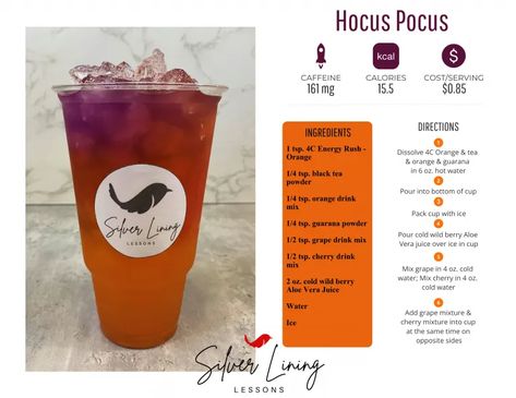 Hocus Pocus – Silver Lining Lessons Margarita Loaded Tea Recipe, Loaded Tea Recipes Diy, Mexican Lollipop, Instant Tea Powder, Silver Lining Lessons, Boosted Tea, Guarana Powder, Flavored Teas, Herbalife Teas