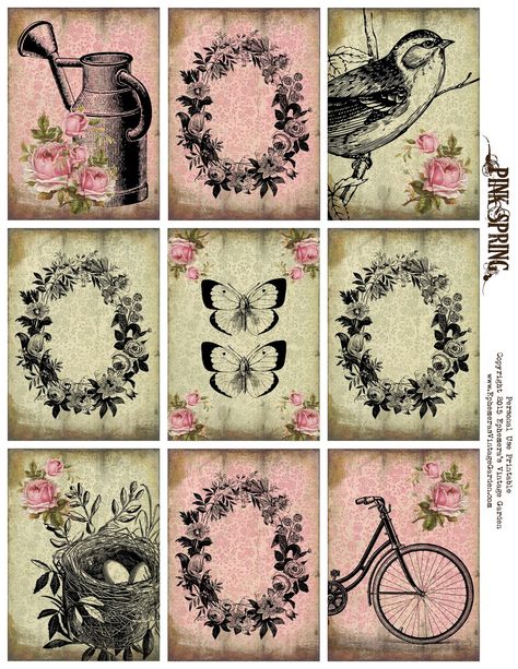 Free Printable - Spring ATC's/Pocket Letter Cards Pocket Letters Printables, Etiquette Vintage, Free Vintage Printables, Pocket Letter, Atc Cards, Pocket Letters, Images Vintage, Printable Letters, Vintage Garden